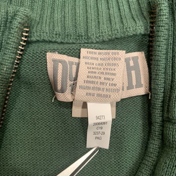 Duluth Trading Co. Sweater Mens M 1/4 Zip Long Sleeve High Neck Cotton Green - Picture 7 of 16